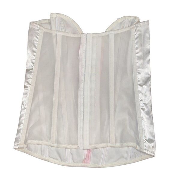 Crystal Bead Trim Corset Pink and white with removeable rhinestones Small 32 - Picture 3 of 4